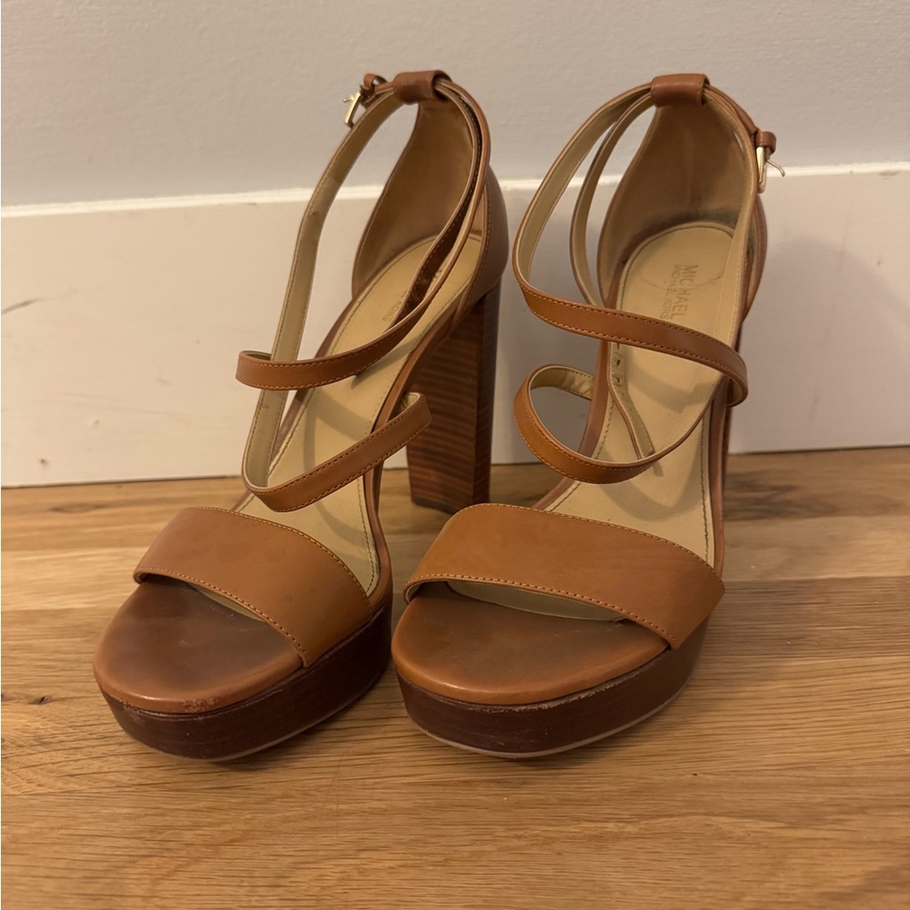 MICHAEL x Michael Kors Brown Strappy Platform Heels